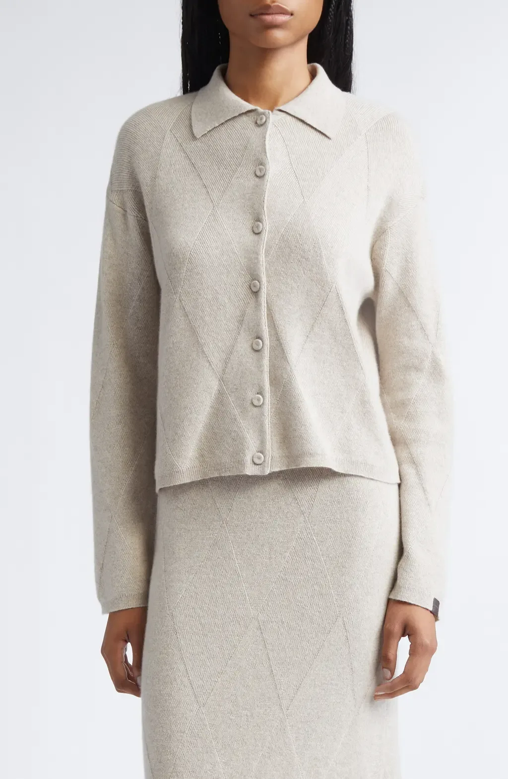 Diamond Stitch Cashmere Cardigan by Max Mara