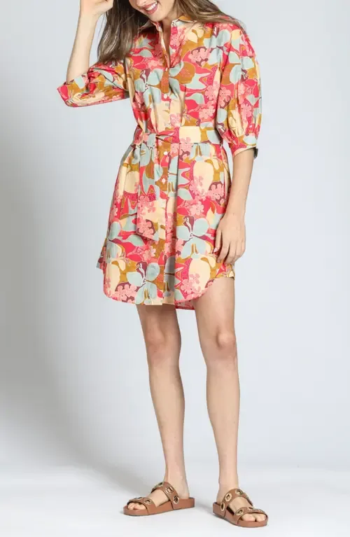 Print Cotton Belted Shirtdress by APNY