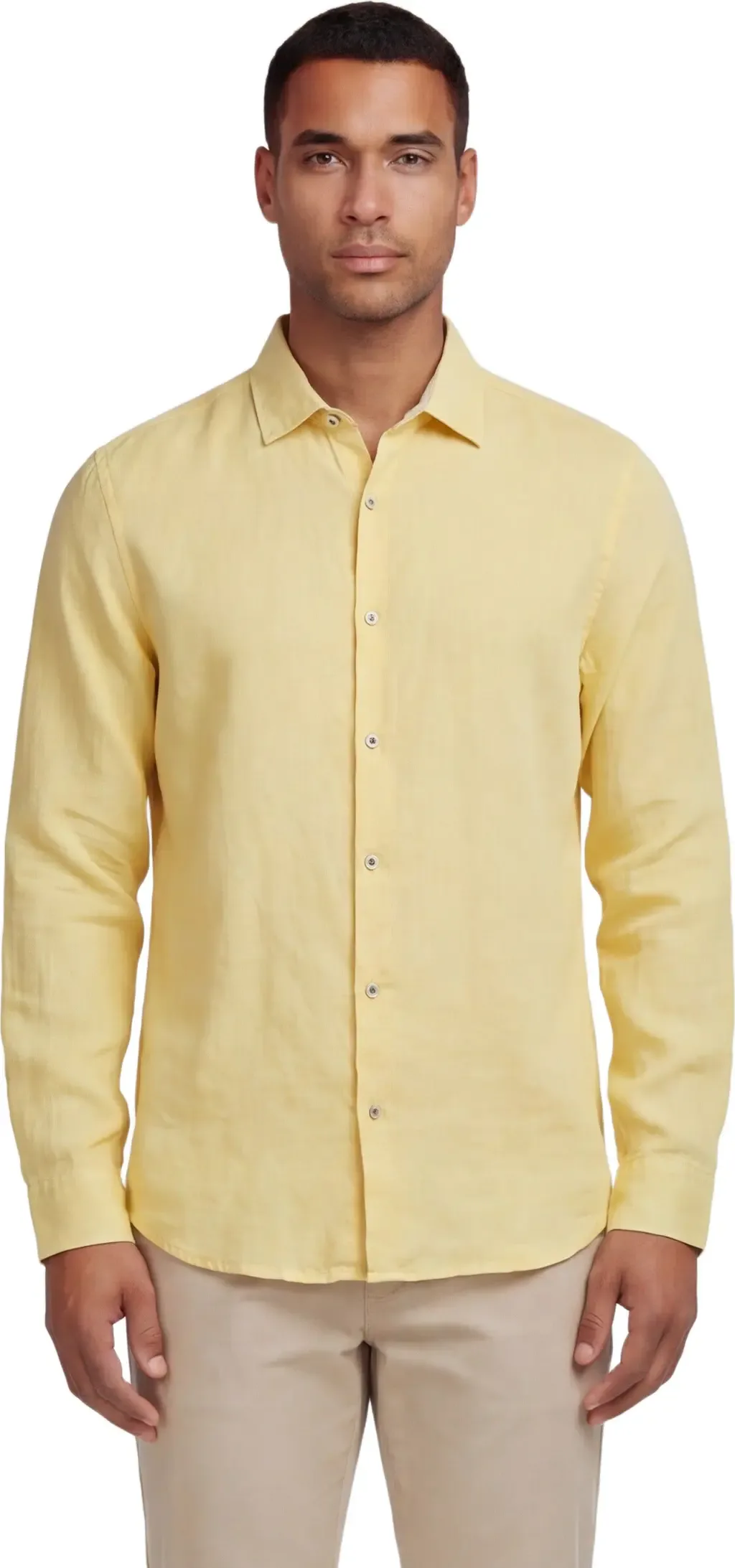Uomo Solid Long Sleeve Fine Linen Shirt by Lords of Harlech
