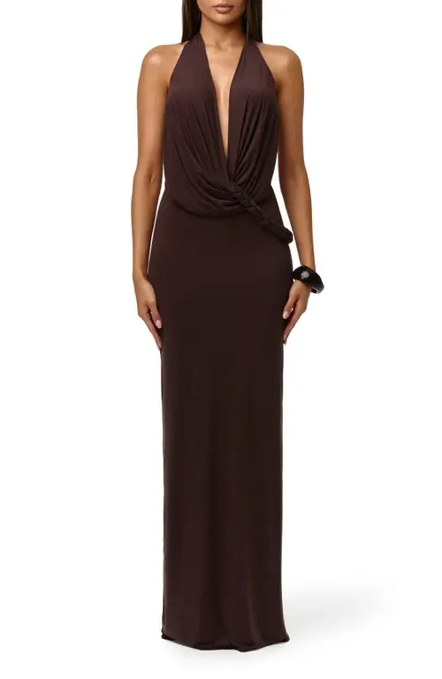 Deep Plunge Open Back Maxi Dress by Naked Wardrobe