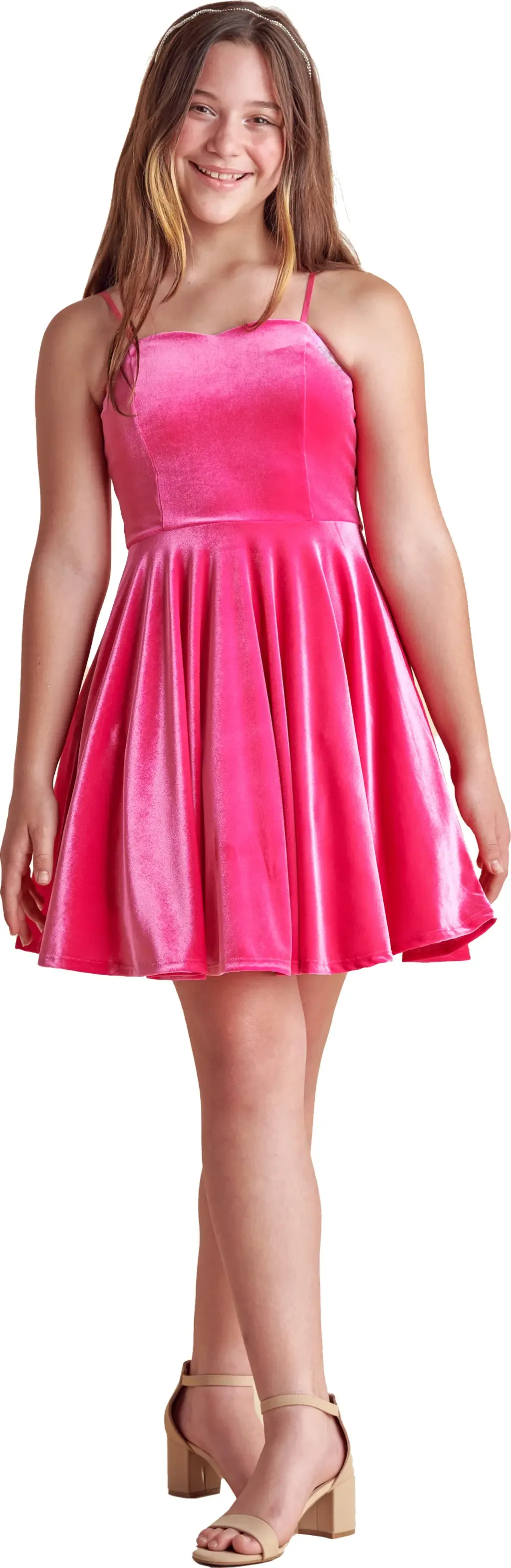 Velvet Fit and Flare Stretch Dress in Longer Length by Un Deux Trois