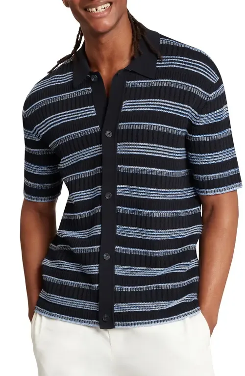 Florem Stripe Short Sleeve Knit Button-Up Shirt by Ted Baker