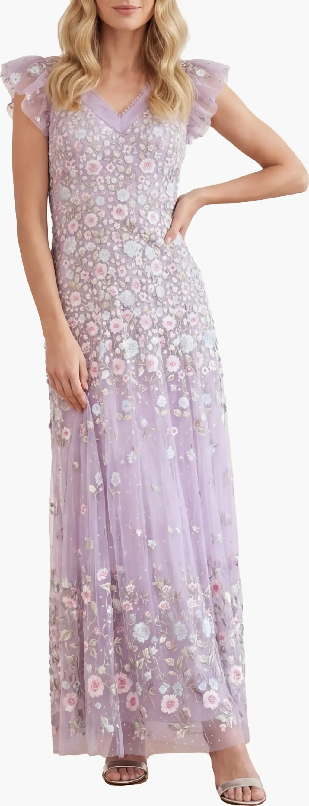 Ethereal Blooms Short Sleeve Ankle Gown by Needle & Thread