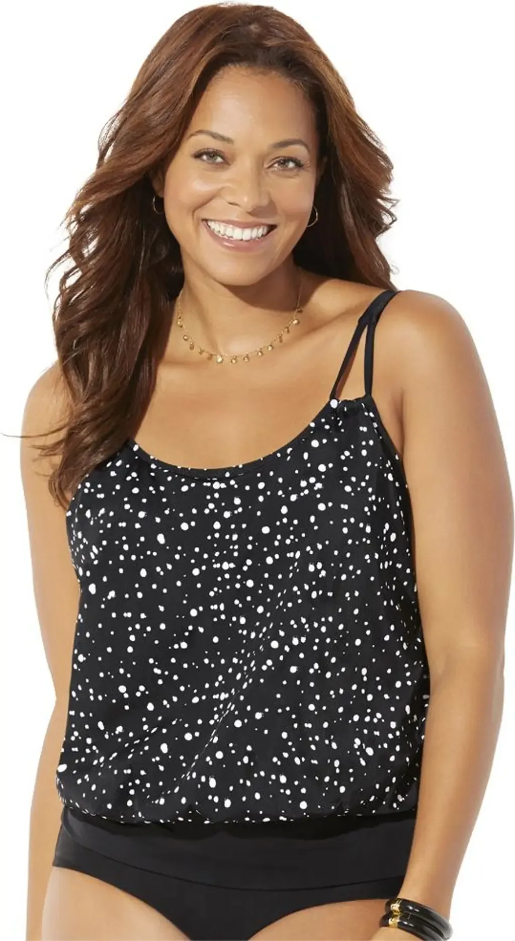 Loop Strap Blouson Tankini Top by Swimsuits for All