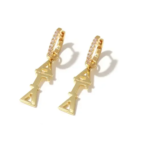 Alpha Gamma Delta Greek Letter Huggie + Charm Earrings by Color Shout