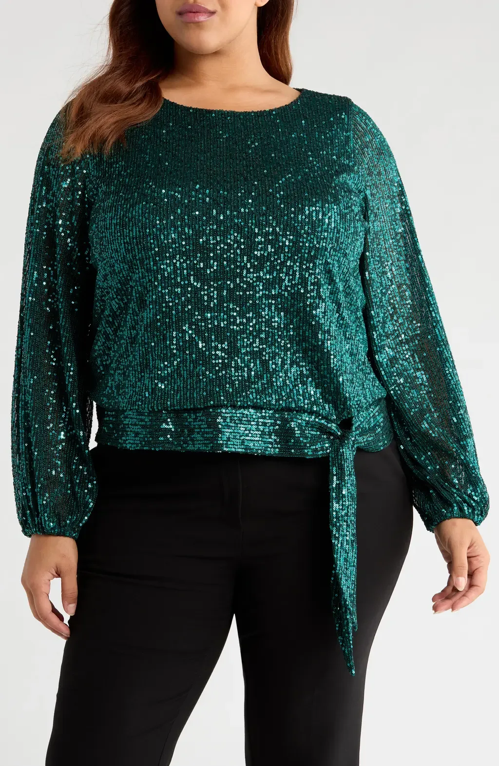 Sequin Tie Hem Top by Tahari ASL