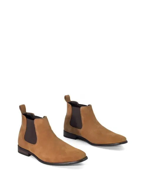 Stapleton Almond Toe Chelsea Dress Boot in Tan Cow Suede by Uncut