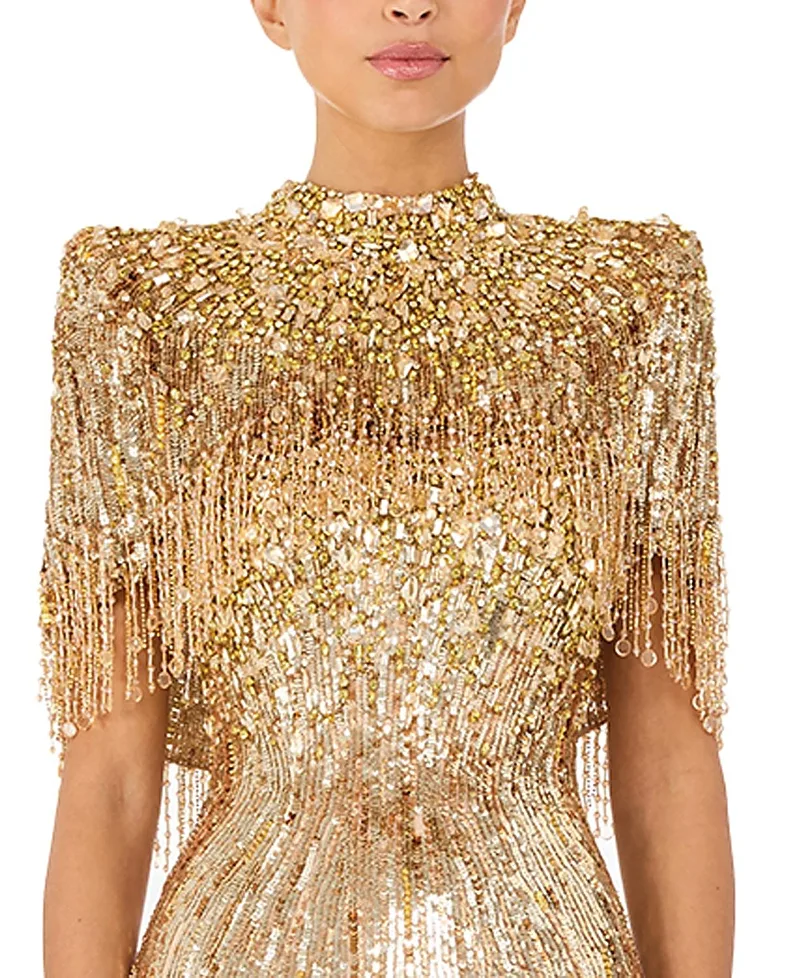 Ellen Mock-Neck Beaded Top by Jenny Packham
