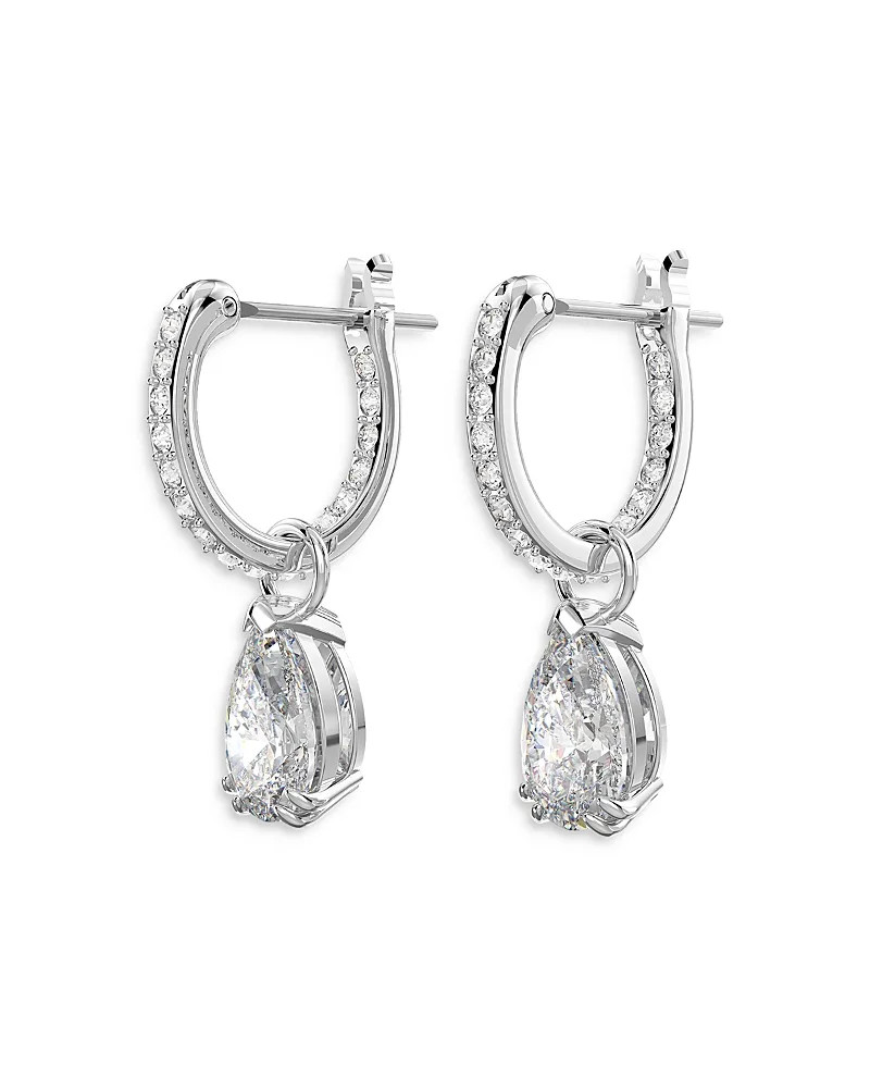 Stilla Crystal Pear Dangle Hoop Earrings by Swarovski