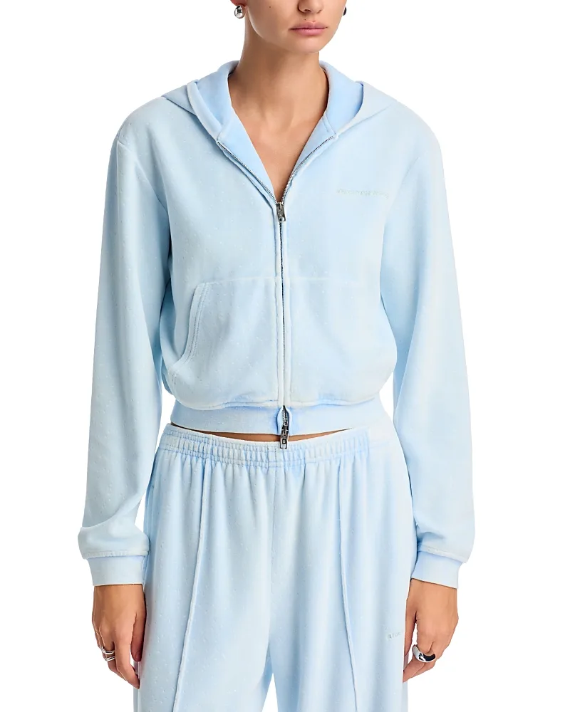 Embellished Cropped Zip Hoodie by Alexanderwang