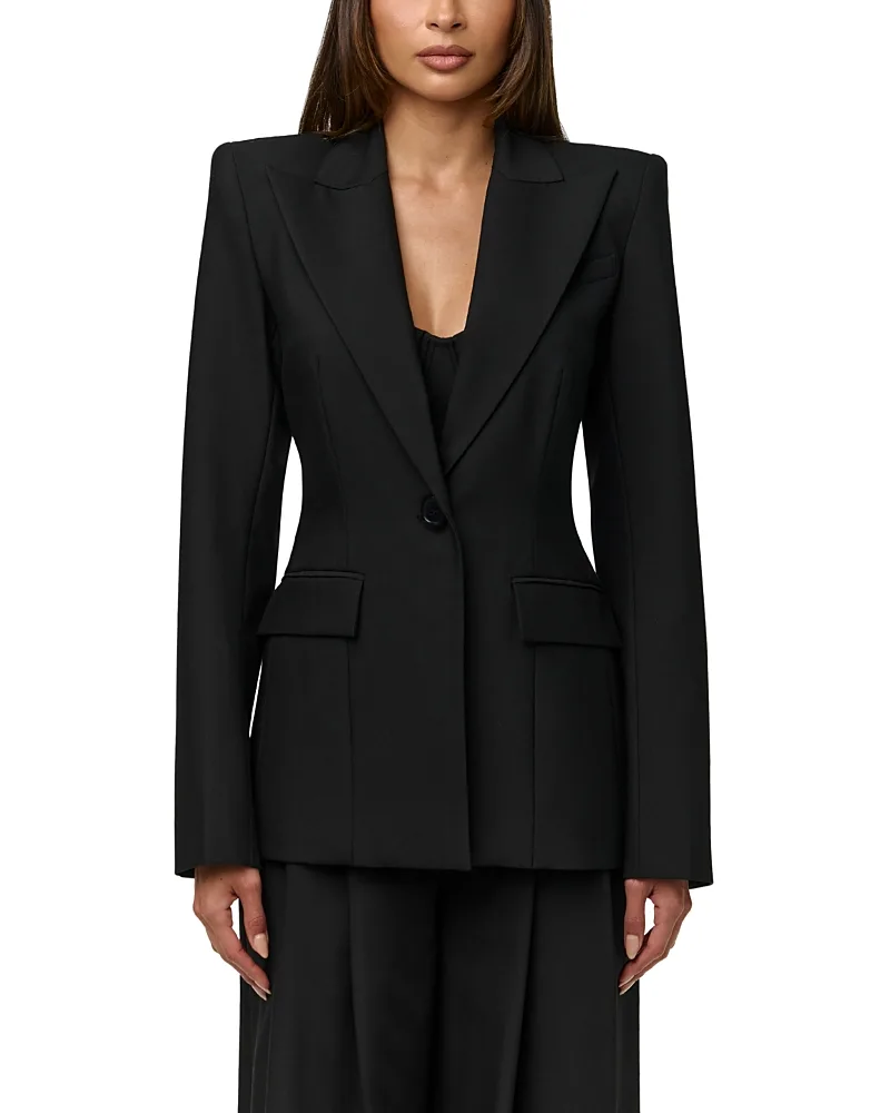 Power Shoulder Fitted Suit Blazer by Naked Wardrobe