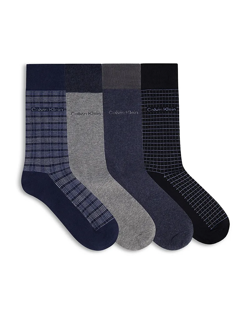 Stretch Cotton Blend Dress Crew Socks, Pack of 4 by Calvin Klein