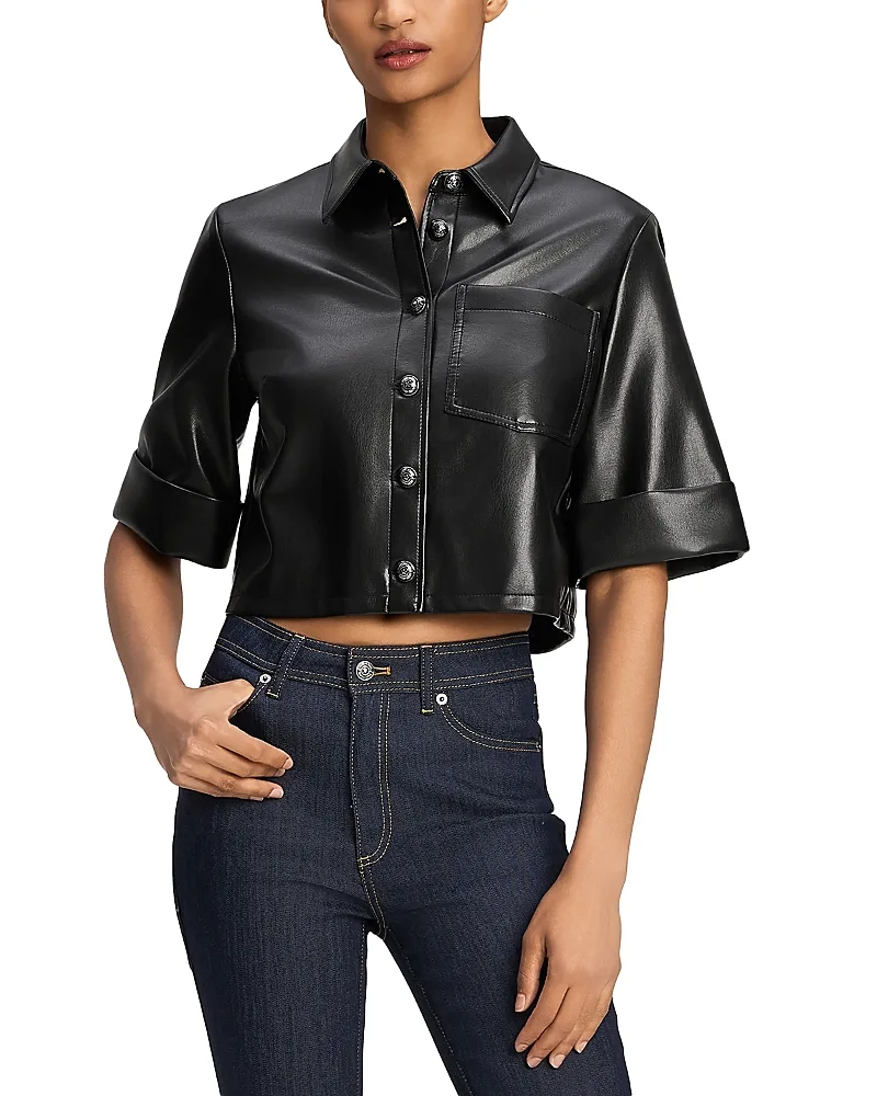 Aiden Faux Leather Top by Cinq a Sept