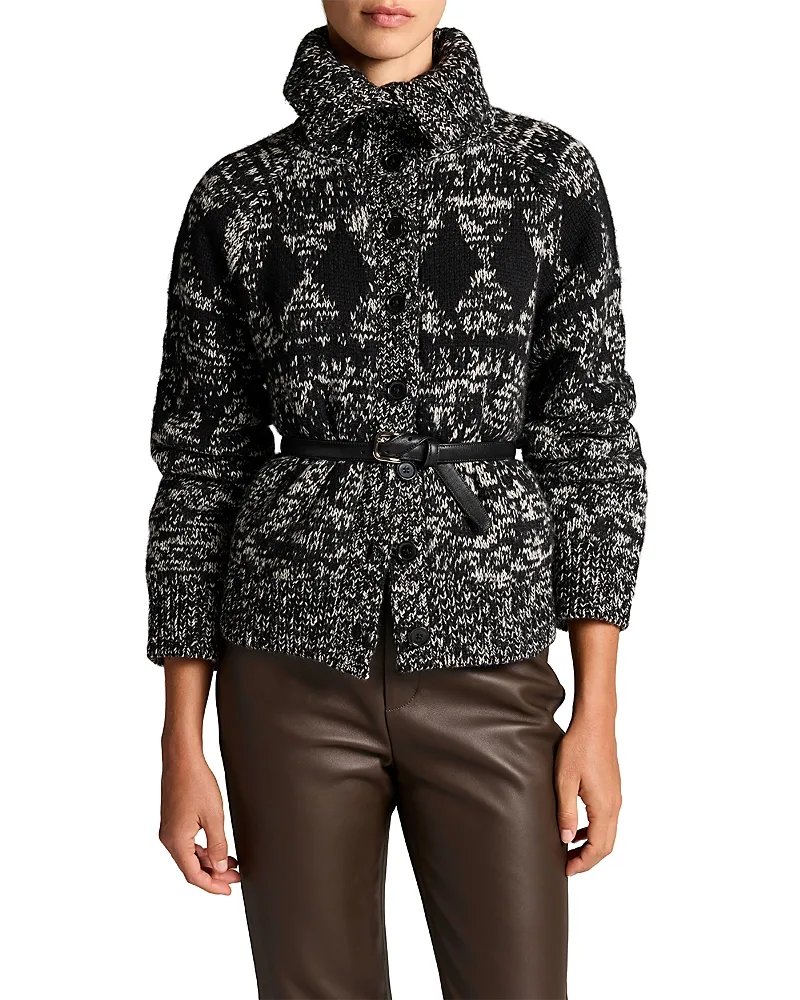 Boxy Marled Fair Isle Wool Blend Cardigan by Vince