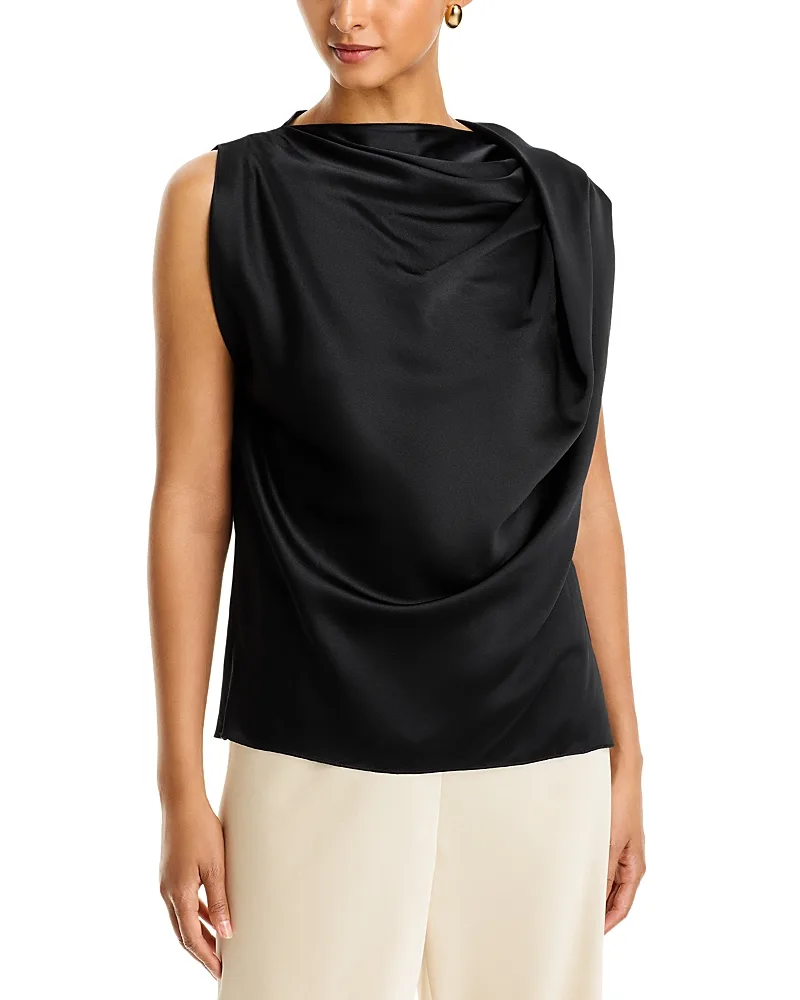 Silk Bias Twist Shoulder Cowl Neck Top by Vince