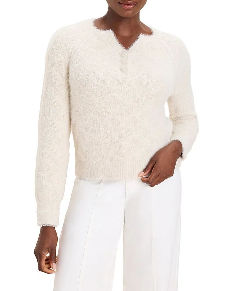 Parquet Split Neck Henley Sweater by Nic+Zoe