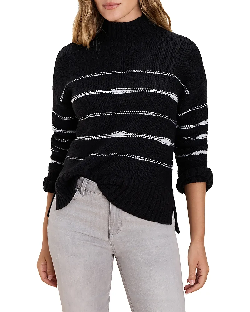 Stripe Right Cotton Blend Turtleneck Sweater by Nic+Zoe