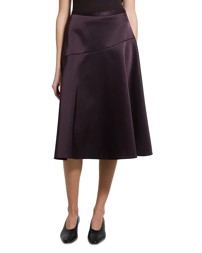 Circle Modern Satin Asymmetric Seam Skirt by Theory