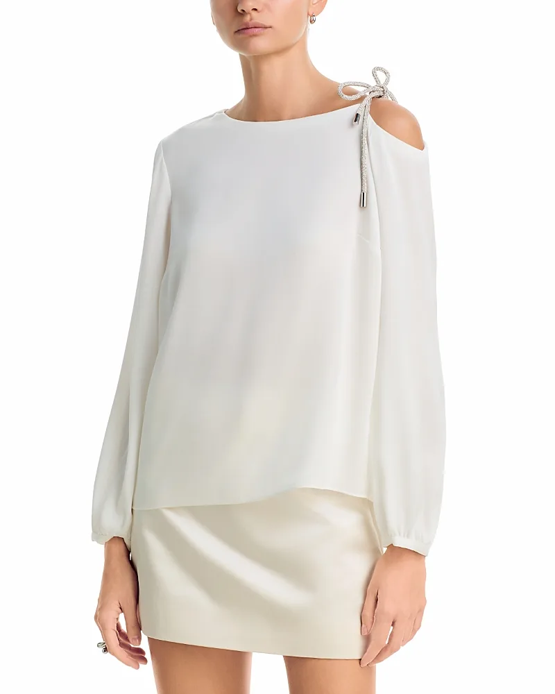 Rory Stretch Silk Embellished Off-the-Shoulder Top by Milly