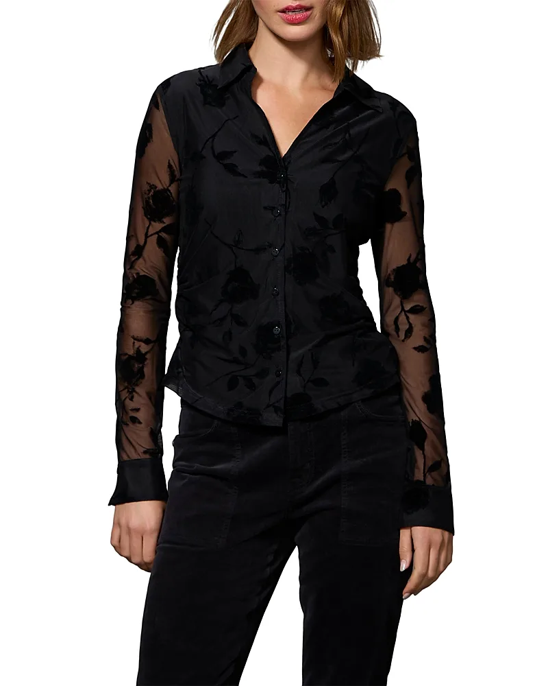 Juno Sheer Floral Flocked Top by Sanctuary