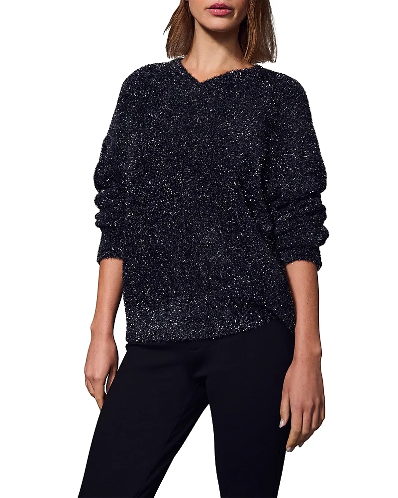 Feather Shimmer V Neck Sweater by Sanctuary