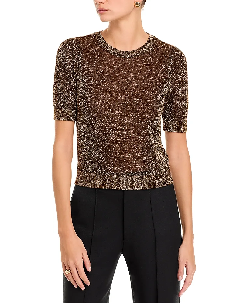 The Lurex Gathered Short Sleeve Sweater by FRAME