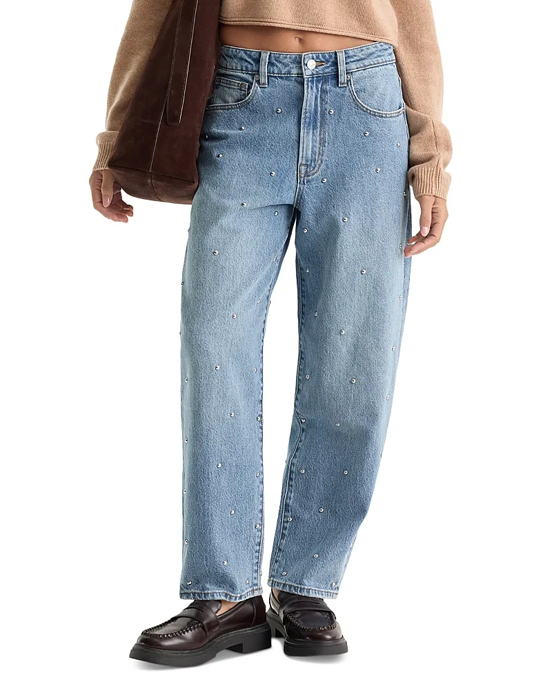 Stud Vintage High Rise Barrel Ankle Jeans by GOOD AMERICAN
