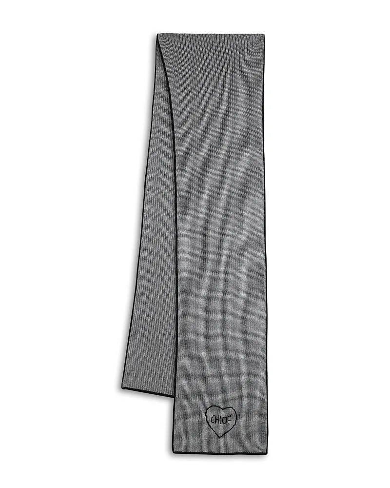Encoeur Knit Cotton & Wool Scarf by Chloé