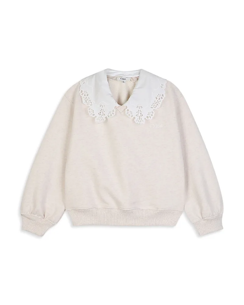 Cotton Detachable Lace Collar Sweatshirt by Chloé