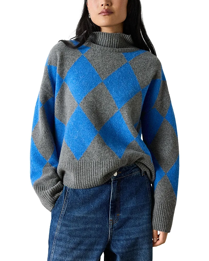 Wool Argyle Round Neck Sweater by Whistles