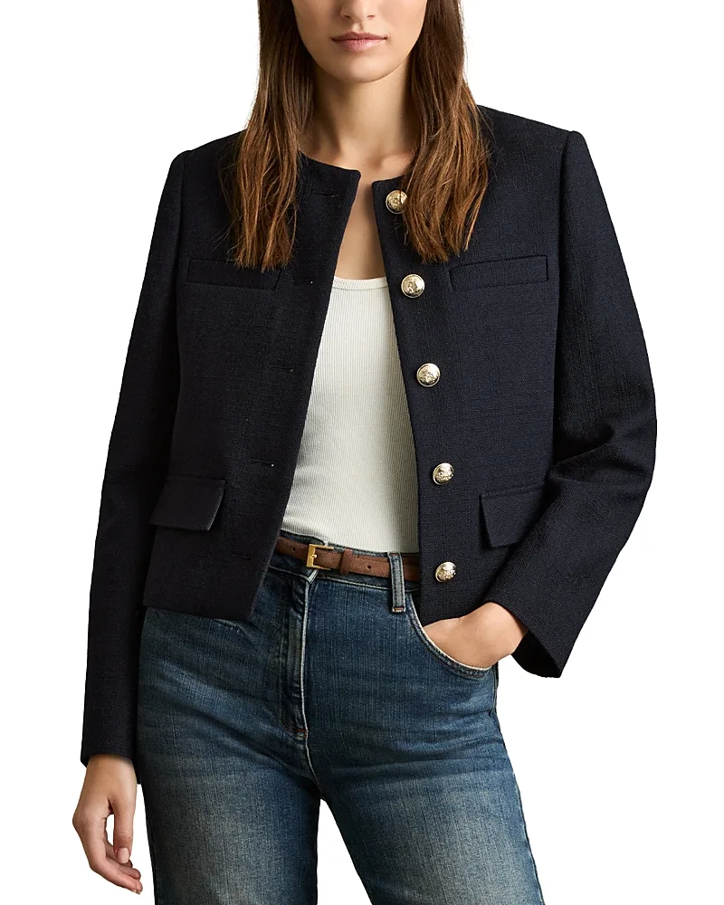 Nola Cropped Wool Jacket by Reiss