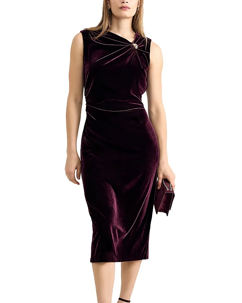 Bella Ruched Velvet Midi Dress by Phase Eight