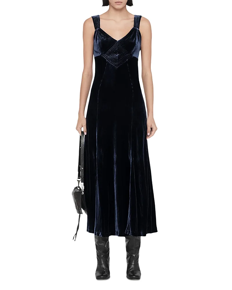 Berletta Silk Blend Velvet Maxi Dress by AllSaints