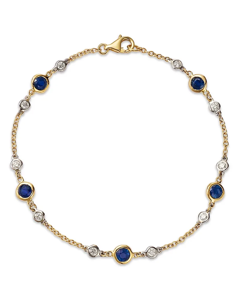 Diamond & Sapphire Bezel Station Bracelet in 14K Yellow Gold by Bloomingdales Fine Collection