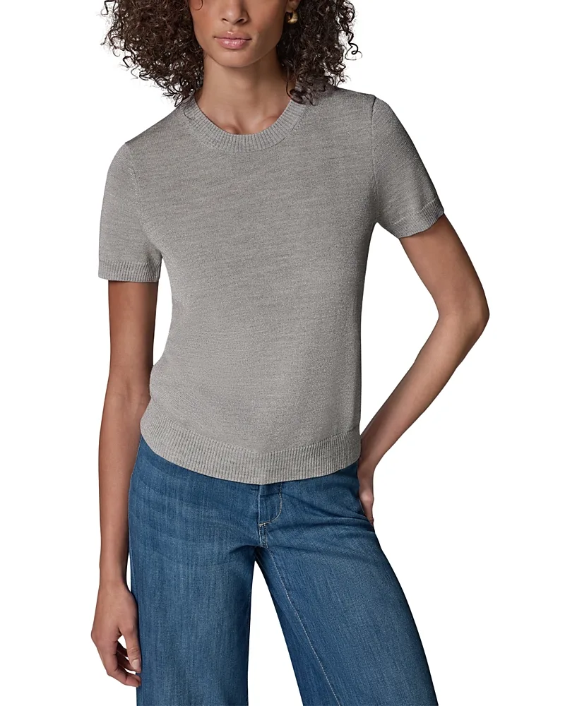 Merino Wool Blend Short Sleeve Sweater