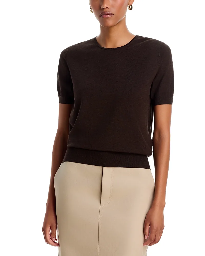 Silk Blend Short Sleeve Knit Top by Acne Studios