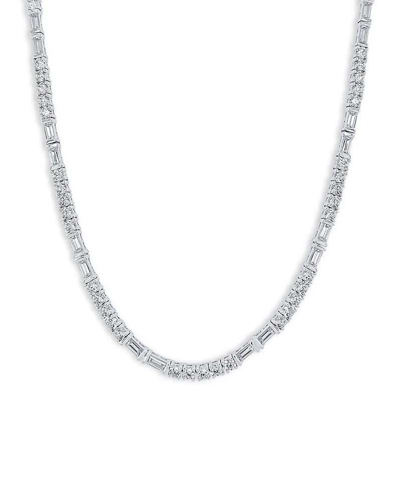 Luxe Collection Certified Lab Grown Diamond Alternating Tennis Necklace in 14K White Gold, 12.0 Tcw by Bloomingdales Fine Collection