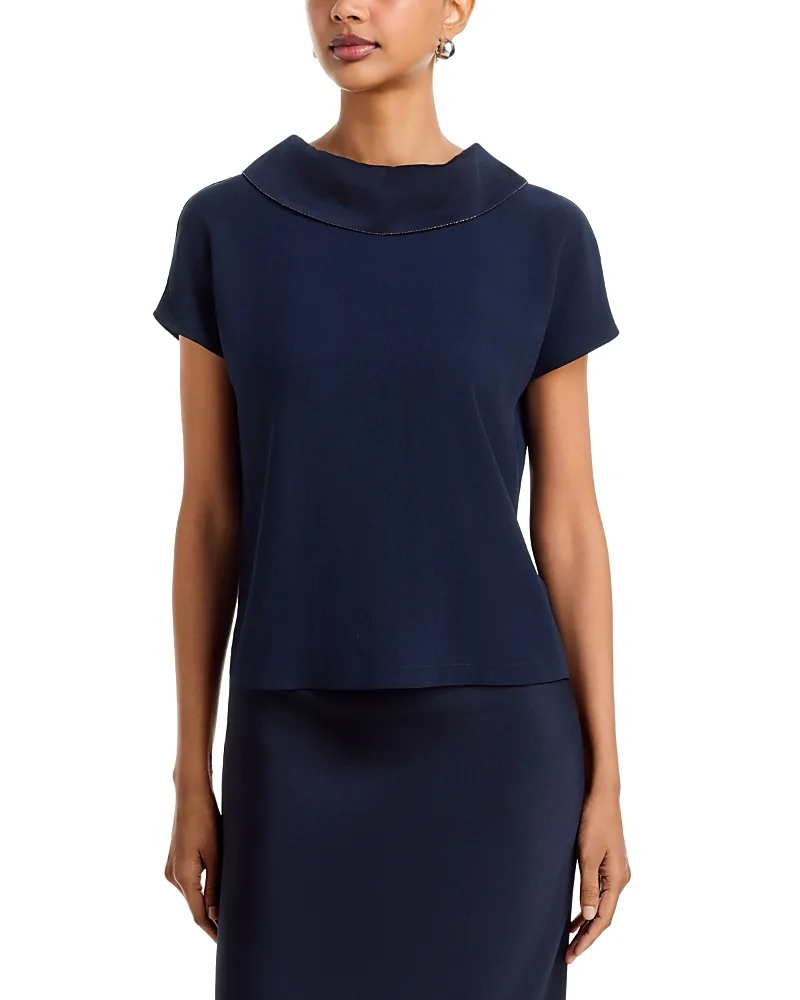 Enver Satin Ruffled Cowl Neck Top by Fabiana Filippi