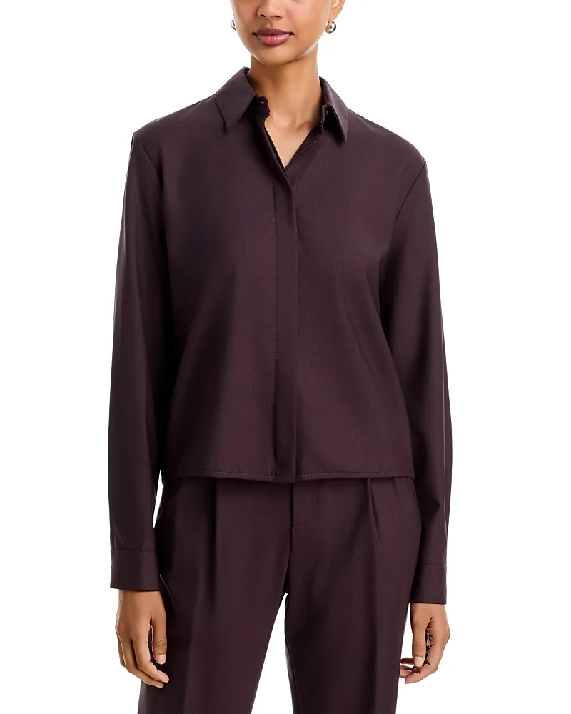 Boxy Virgin Wool Stretch Cropped Shirt by Fabiana Filippi