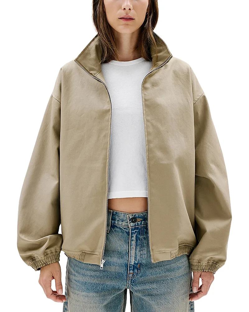 Cotton Funnel Neck Zip Front Jacket by SLVRLAKE