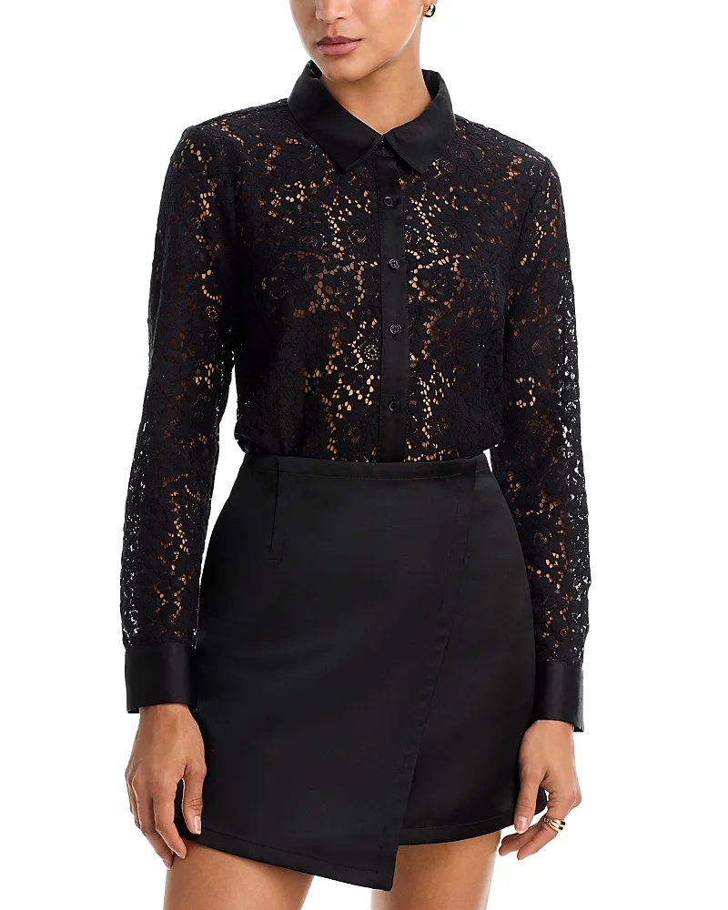 Samantha Lace Button Down Top by AQUA