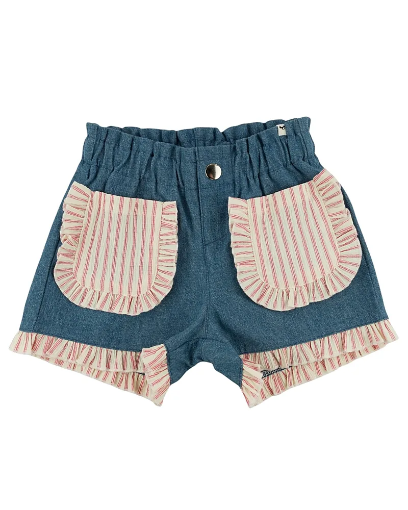Denim Libby Ruffle Short by Oh Baby