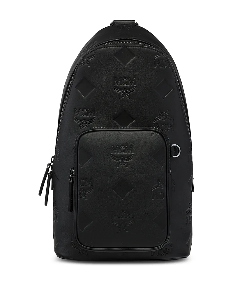 Aren Embossed Monogram Leather Sling Bag by Mcm