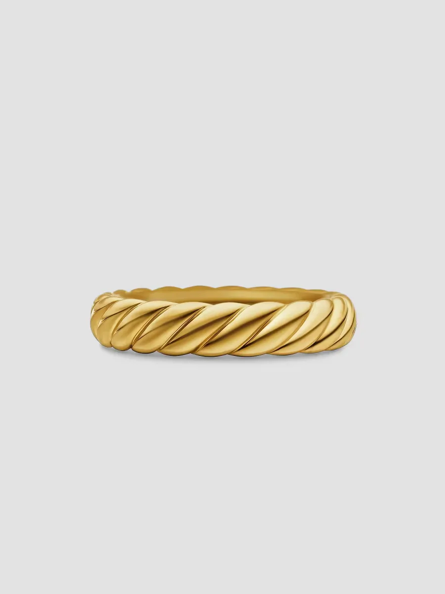 Sculpted Cable Band Ring in 18K Yellow Gold by David Yurman