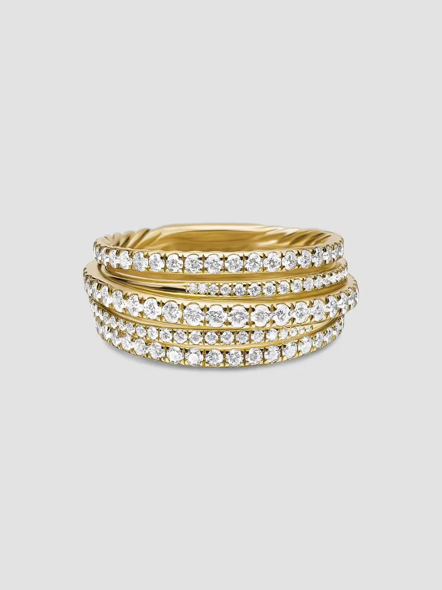 Pavé Crossover Ring in 18K Yellow Gold with Diamonds by David Yurman