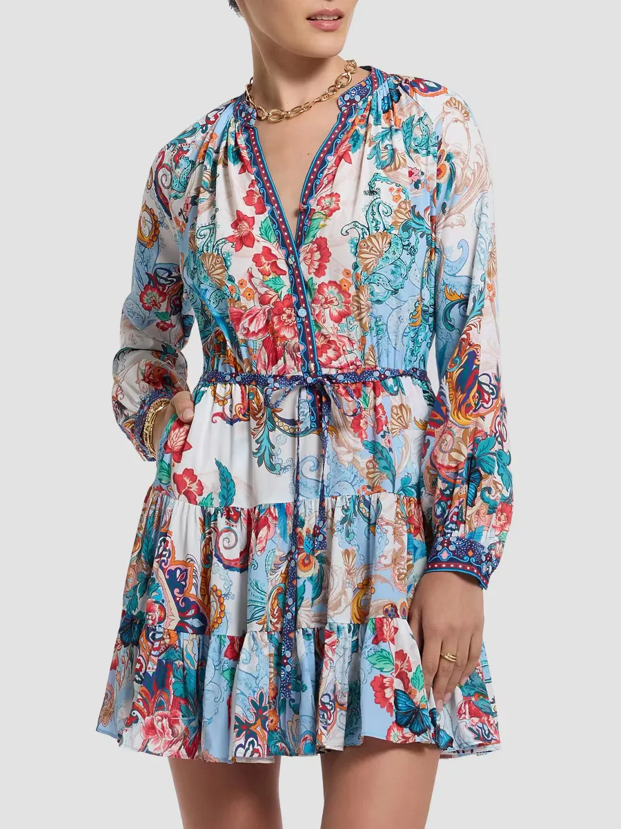 Sydney Floral Silk-Blend Tie-Waist Minidress by Robert Graham