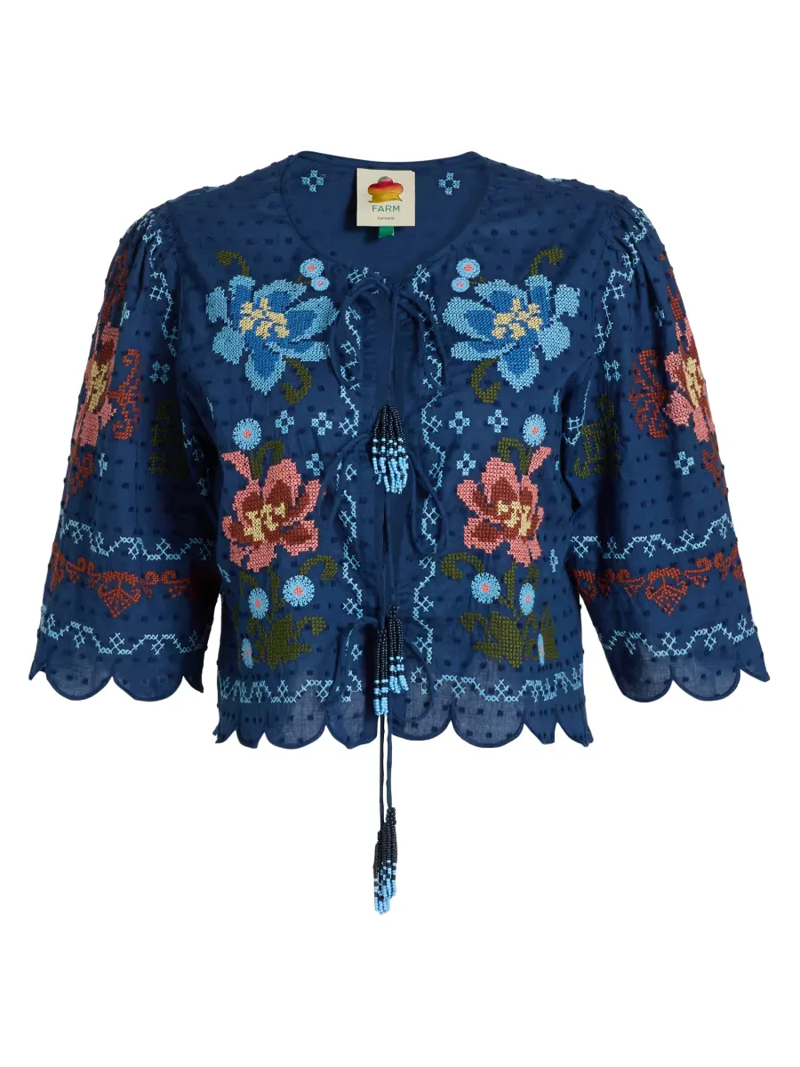 Stitched Garden Embroidered Blouse by FARM Rio