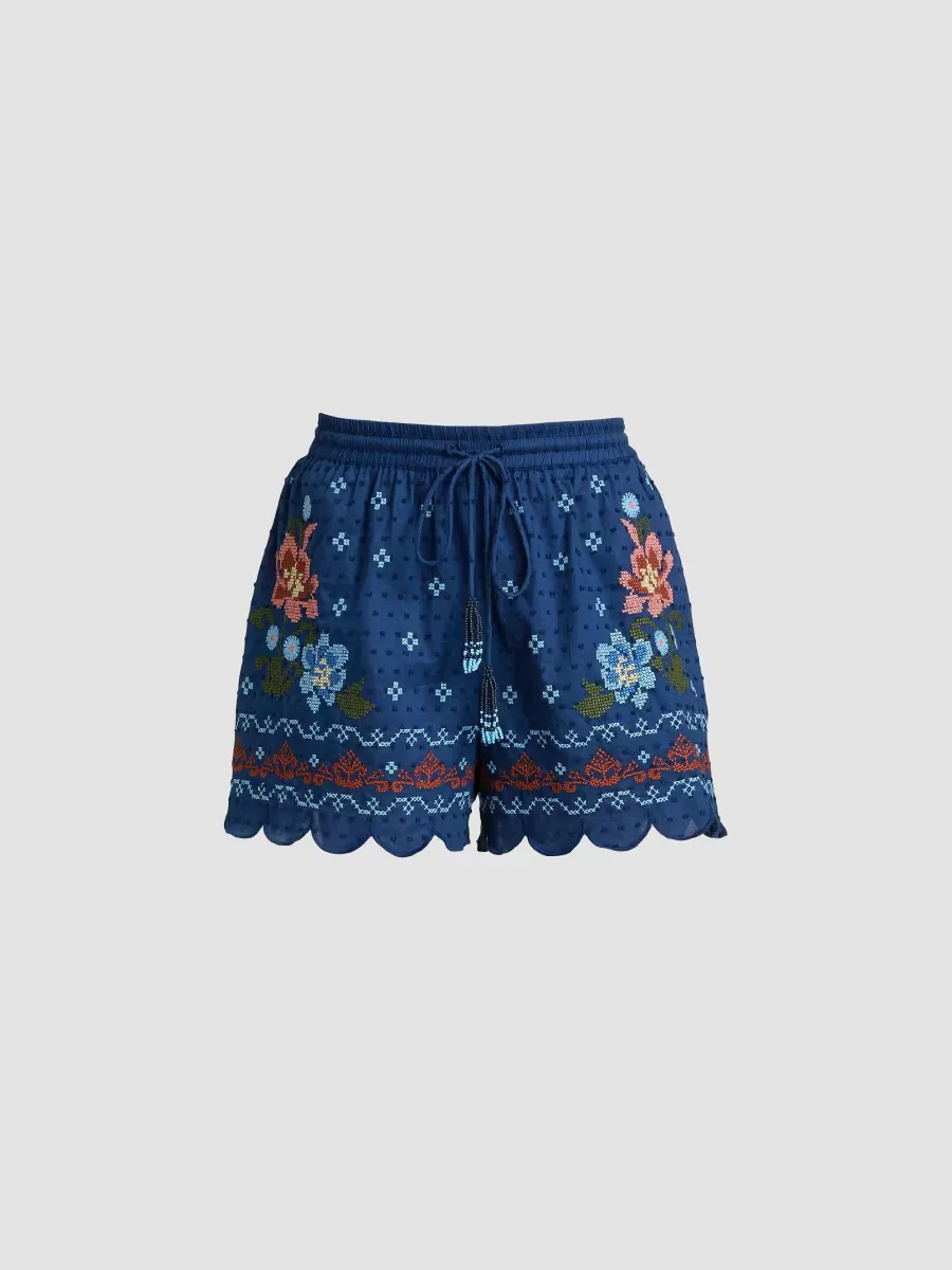 Stitched Garden Embroidered Shorts by FARM Rio