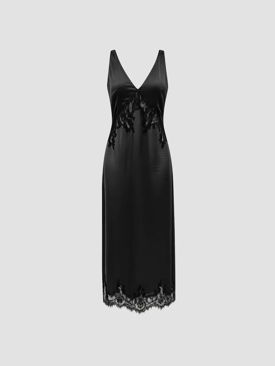 The Eden Lace-Trimmed Satin Midi Slipdress by Joe's Jeans
