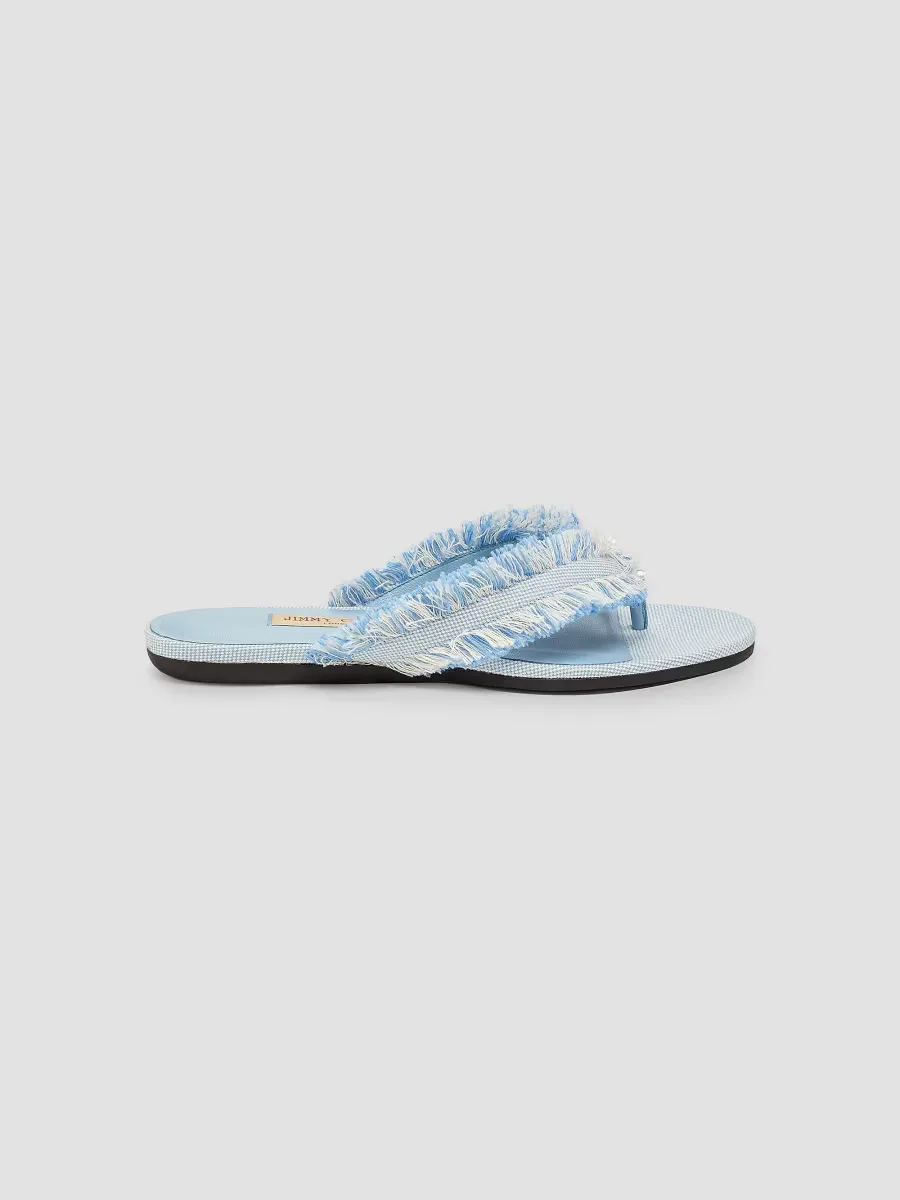 Riviera Bay Frayed Flecked Canvas Sandals by Jimmy Choo